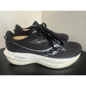 Saucony Triumph 21 PWRRUN+ Black White Gray Athletic Running Shoes Womens US 8.5